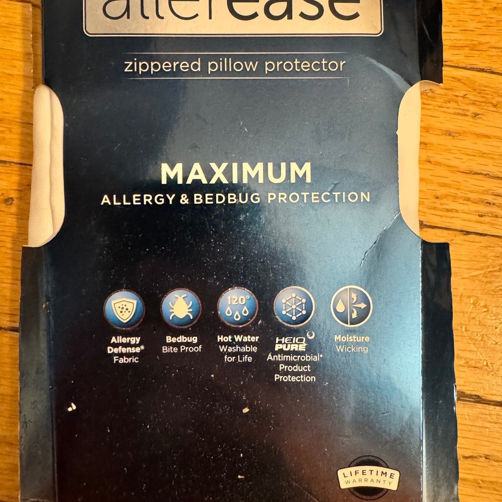 Allerease Maximum King Zippered Pillow Protector Allergy Bedbug Protection White - Picture 2 of 6